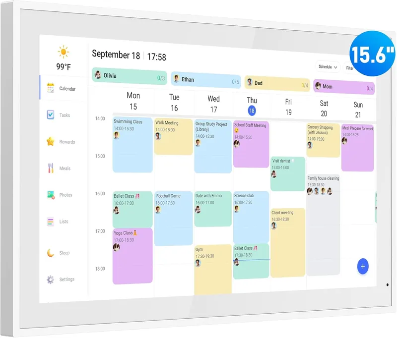 flyEVfish Digital Calendar, 15.6 Inch